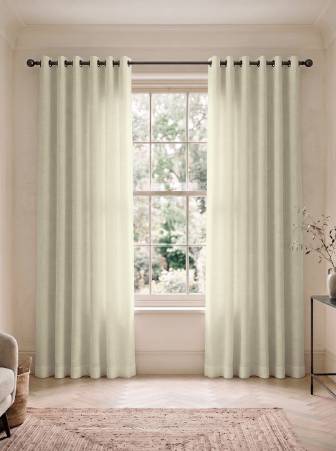 Beige Cotton Eyelet Curtains