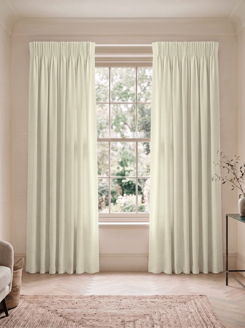 Beige Cotton Pencil Pleat Curtains