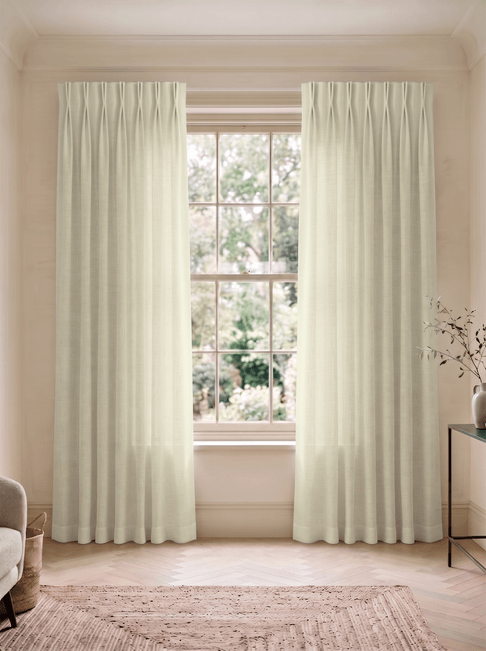 Beige Cotton Double Pinch Pleat Curtains