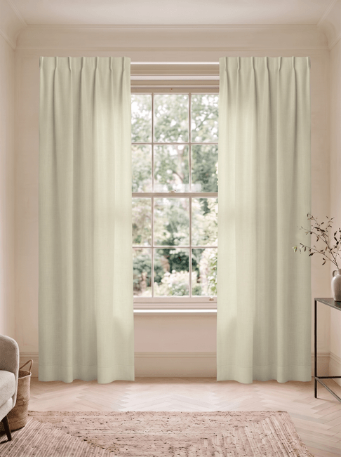 Beige Cotton Single Pinch Pleat Curtains
