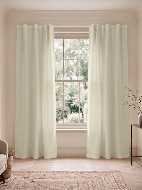 Beige Cotton Flat Panel Curtains