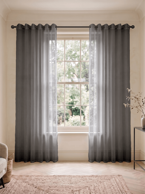 Black Voile Eyelet Curtains