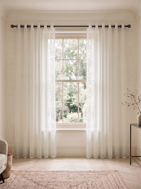 Beige Voile Eyelet Curtains