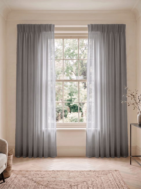 Black Voile Pencil Pleat Curtains