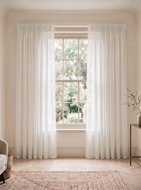 Beige Voile Pencil Pleat Curtains