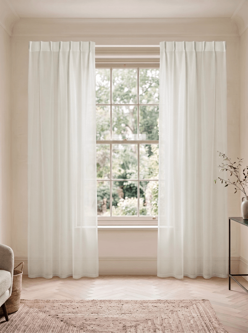 Beige Voile Single Pinch Pleat Curtains