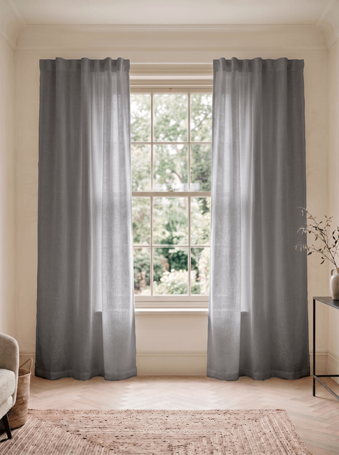 Black Voile Flat Panel Curtains