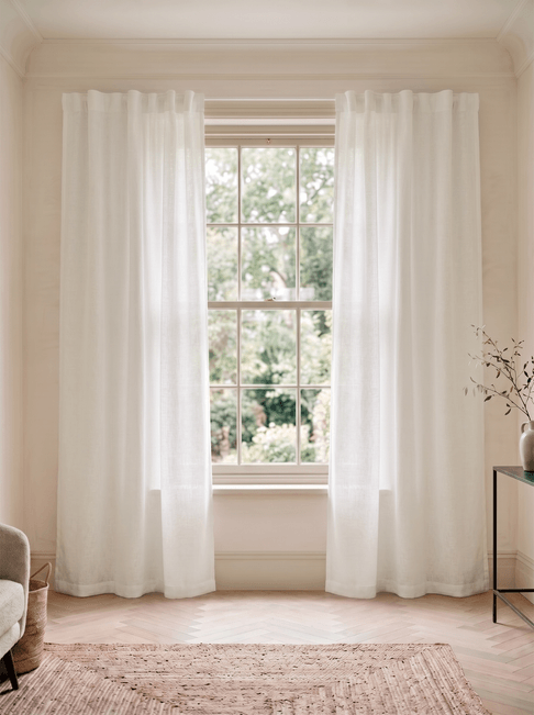 Beige Voile Flat Panel Curtains