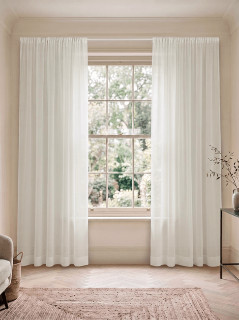Beige Voile Wire Hanging Curtains