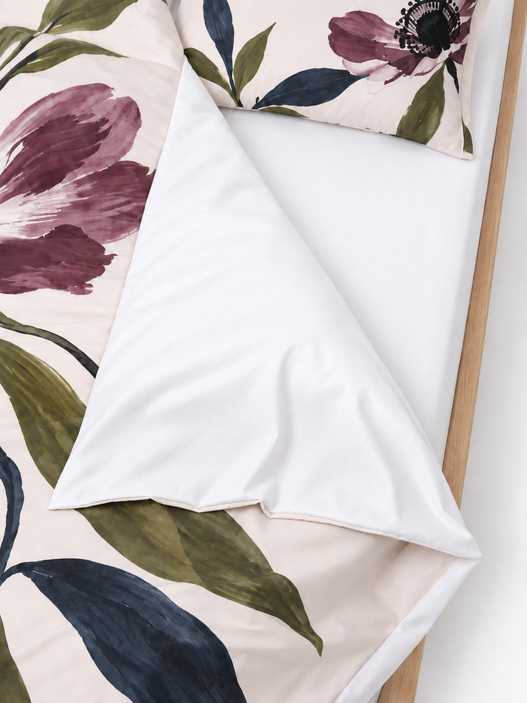corner detail of custom bedding